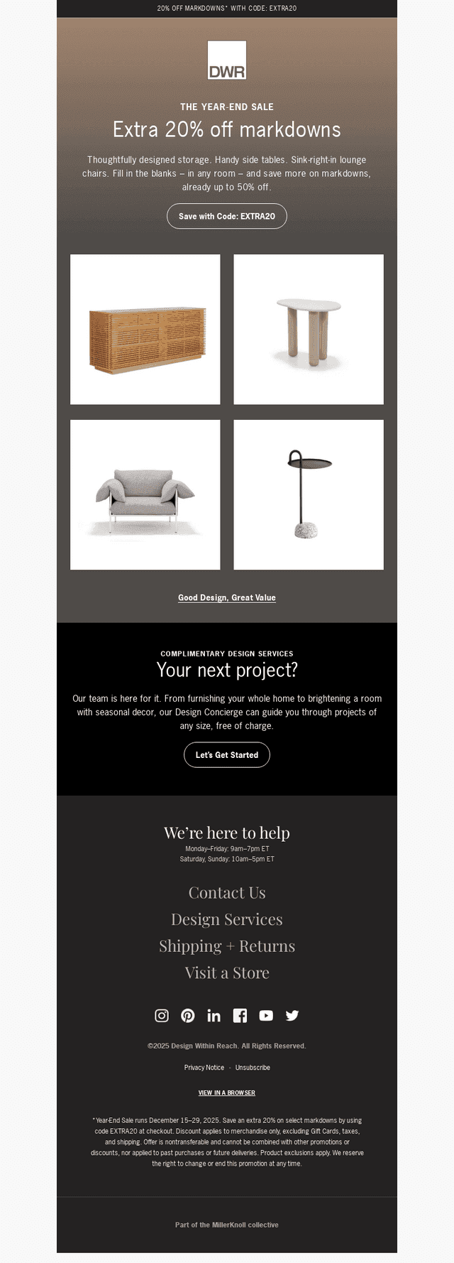 Save 20% more on designs that transcend time