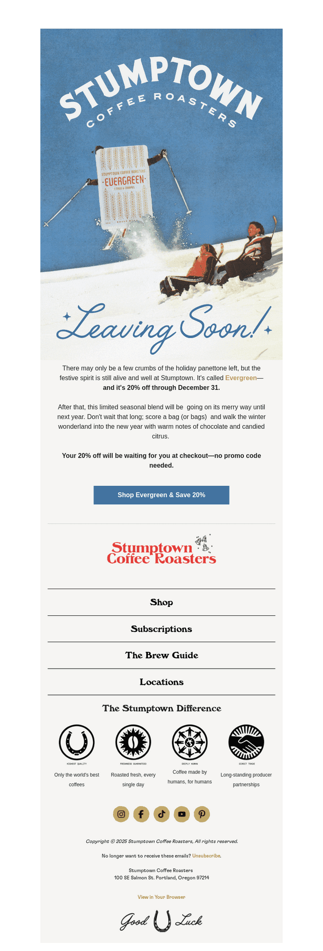 Stumptown Coffee Roasters email from Fri, Dec 26, 2025