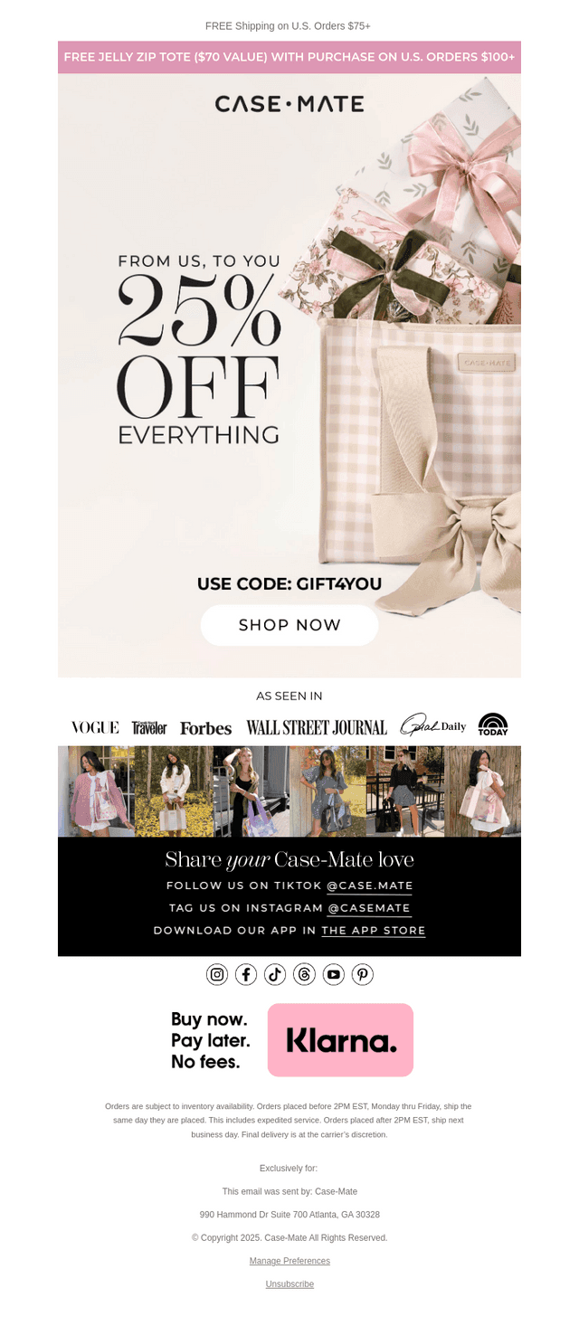 25% OFF EVERY. SINGLE. THING.