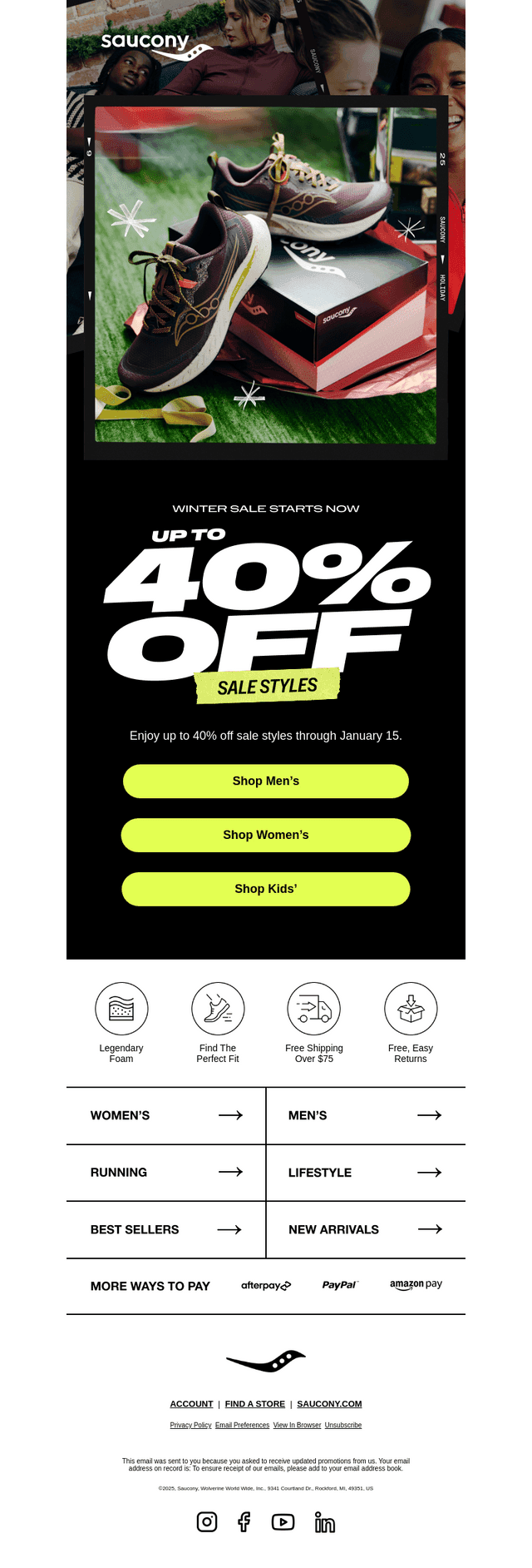 Saucony email from Fri, Dec 26, 2025