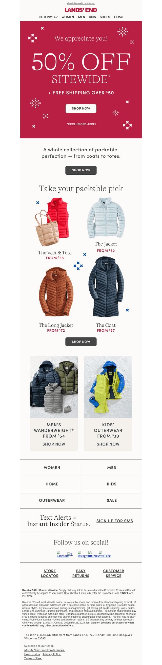 Lands' End email from Fri, Dec 26, 2025