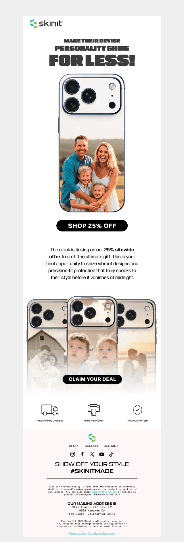 Skinit email from Sat, Dec 27, 2025