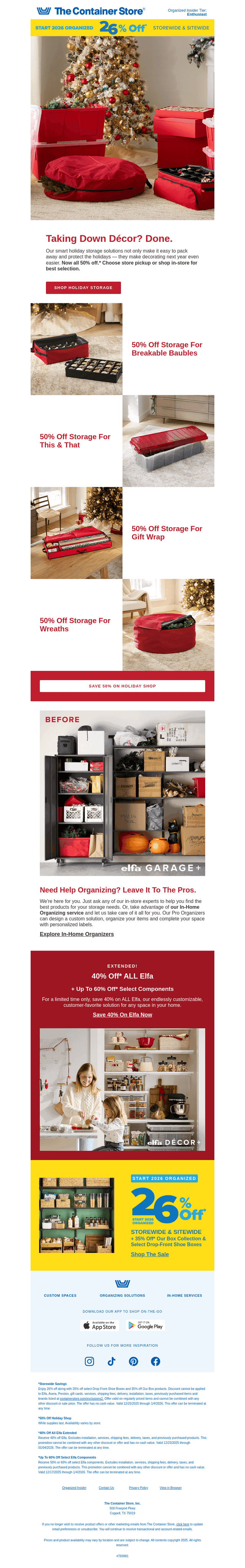 The Container Store email from Sat, Dec 27, 2025