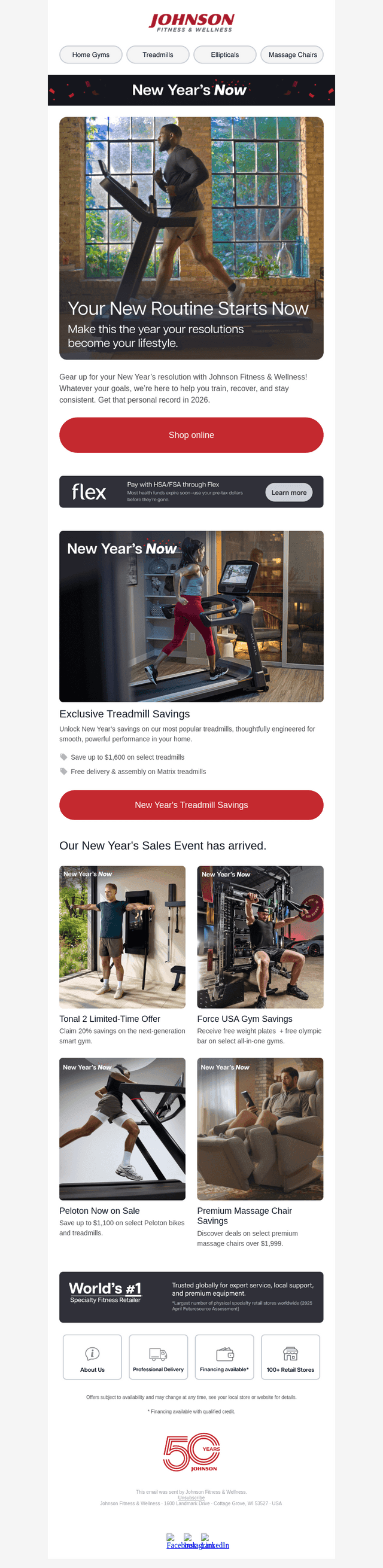 Johnson Fitness email from Sat, Dec 27, 2025