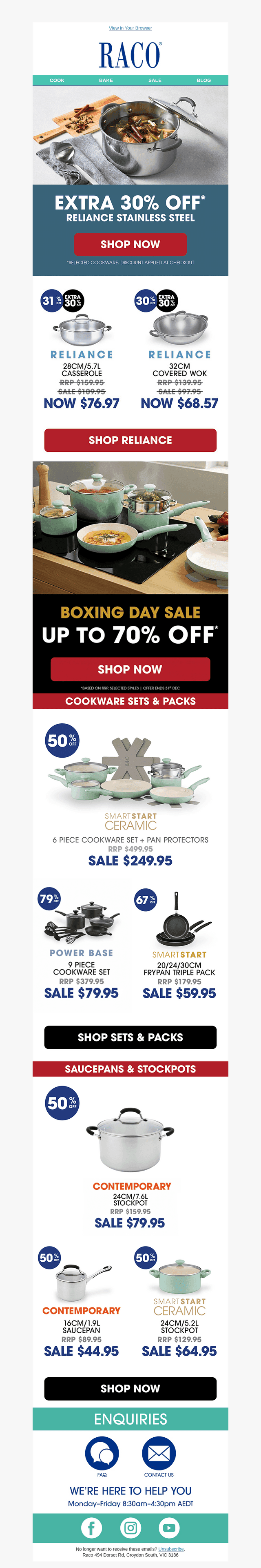 Take An Extra 30% Off Selected Reliance Cookware