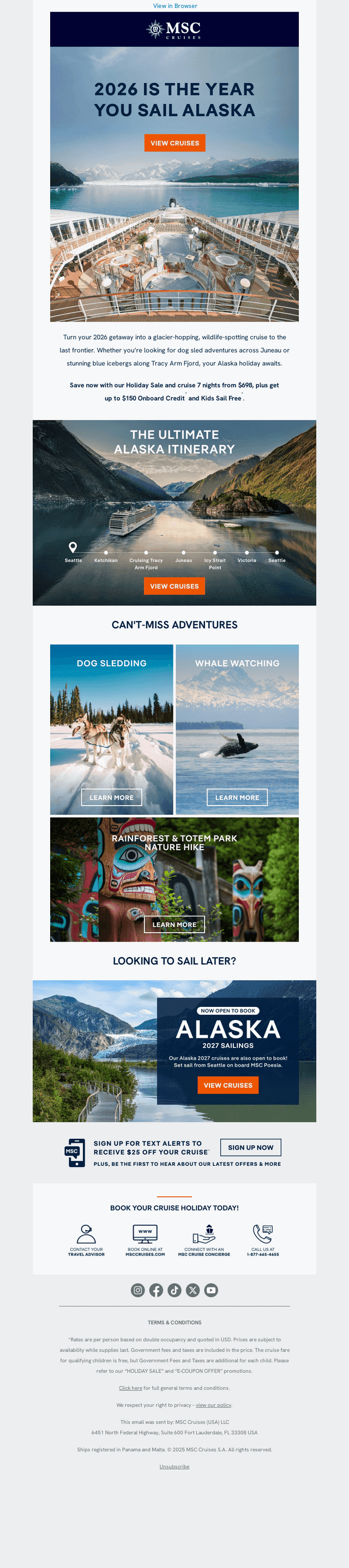 Alaska is Calling! Sail Next Summer From $698