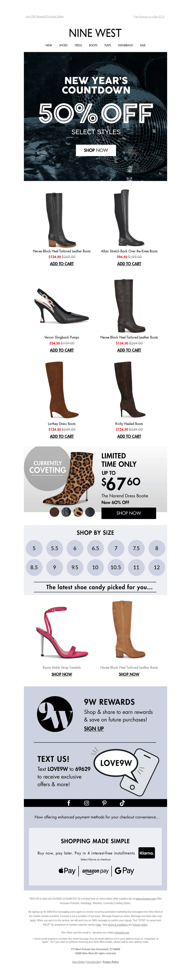 Nine West email from Mon, Dec 29, 2025