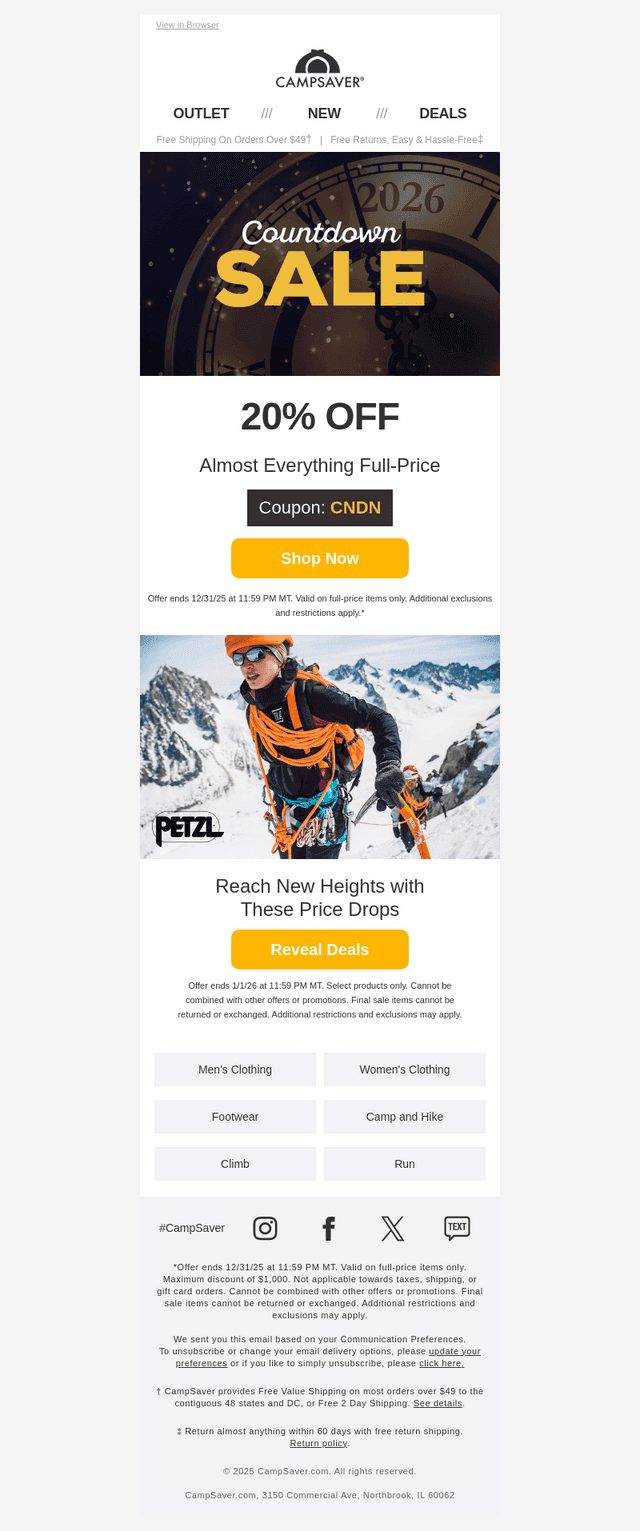 CampSaver email from Mon, Dec 29, 2025