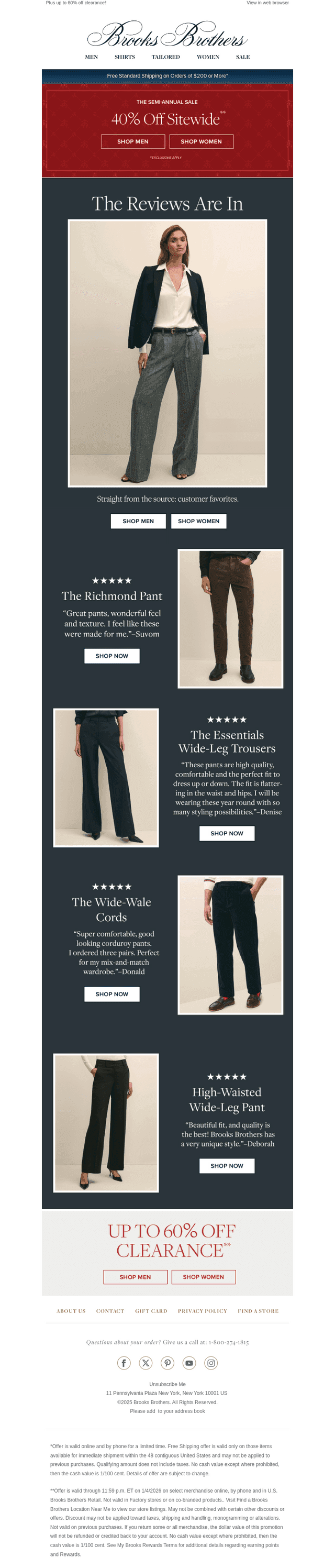 40% off 5-star pants