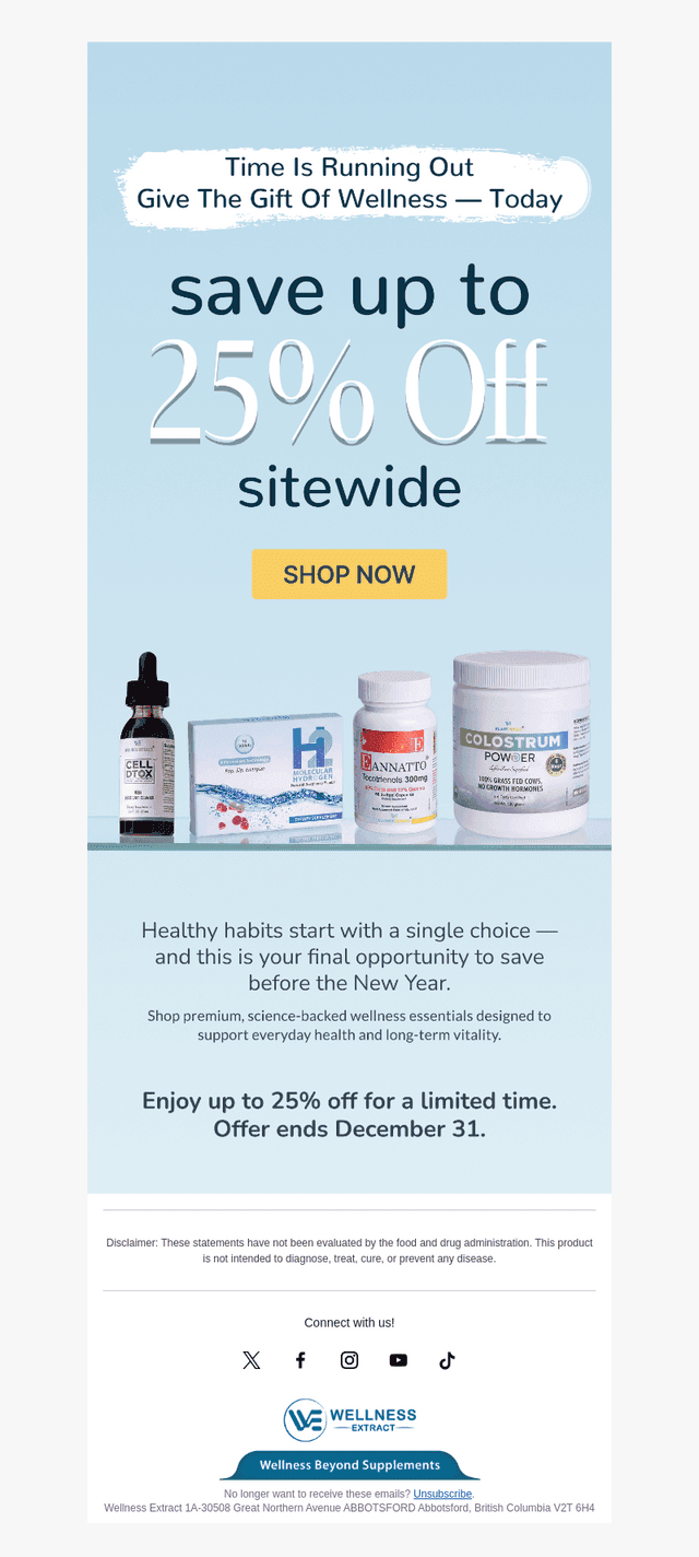 Wellness Extract email from Mon, Dec 29, 2025
