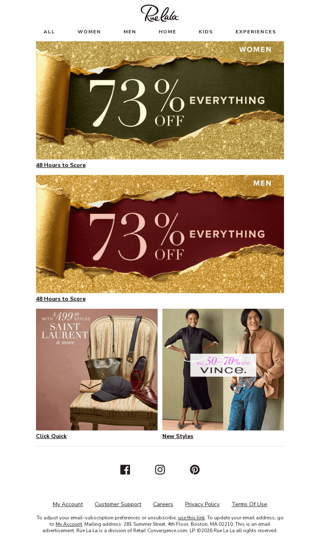 73% OFF = (EVERYTHING INSIDE) // Also Vince