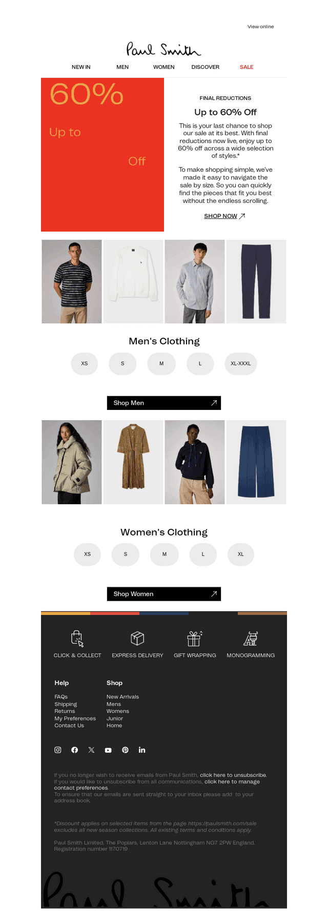 Final Reductions — Up to 60% Off