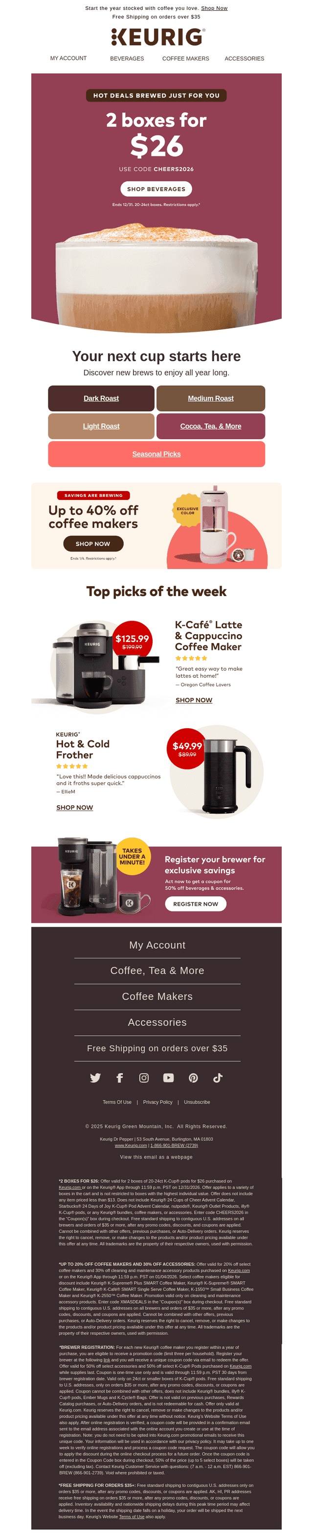 Keurig email from Tue, Dec 30, 2025