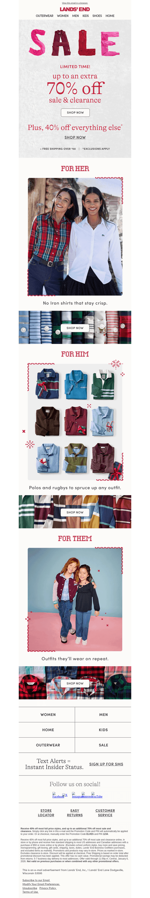 Lands' End email from Wed, Dec 31, 2025