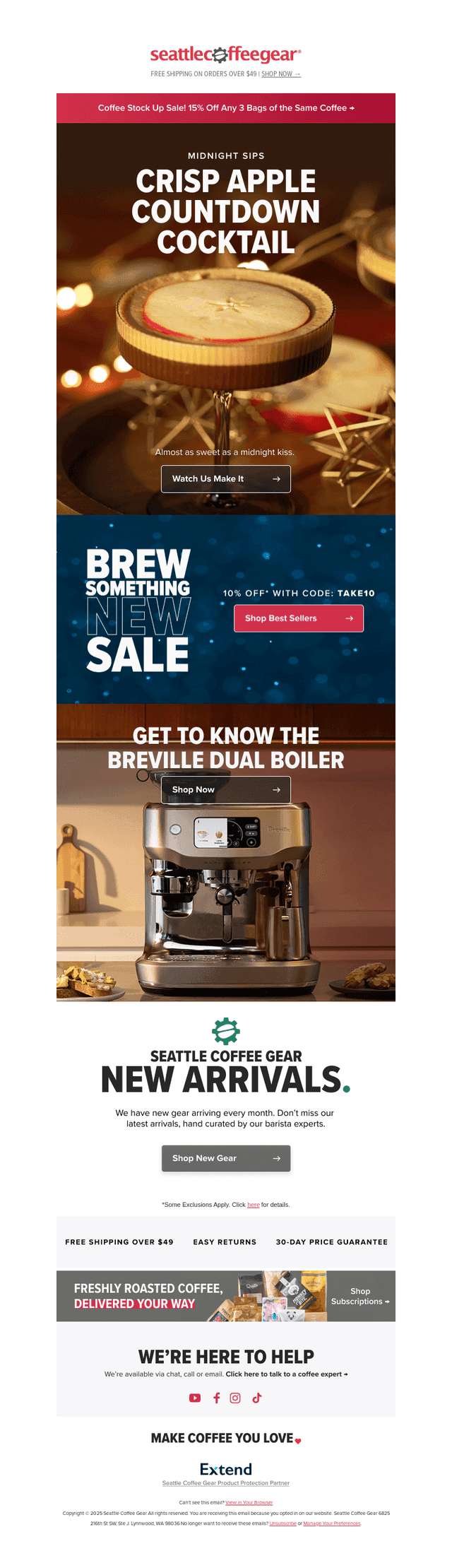 Seattle Coffee Gear email from Wed, Dec 31, 2025