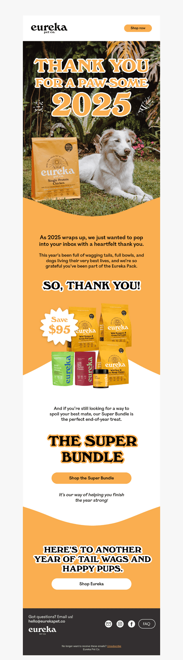 Eureka Pet Co email from Wed, Dec 31, 2025