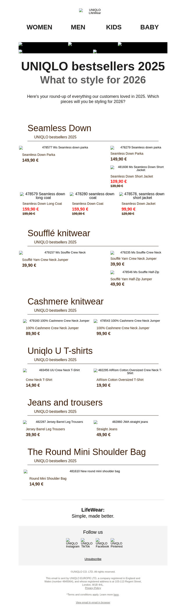 UNIQLO email from Thu, Jan 1, 2026