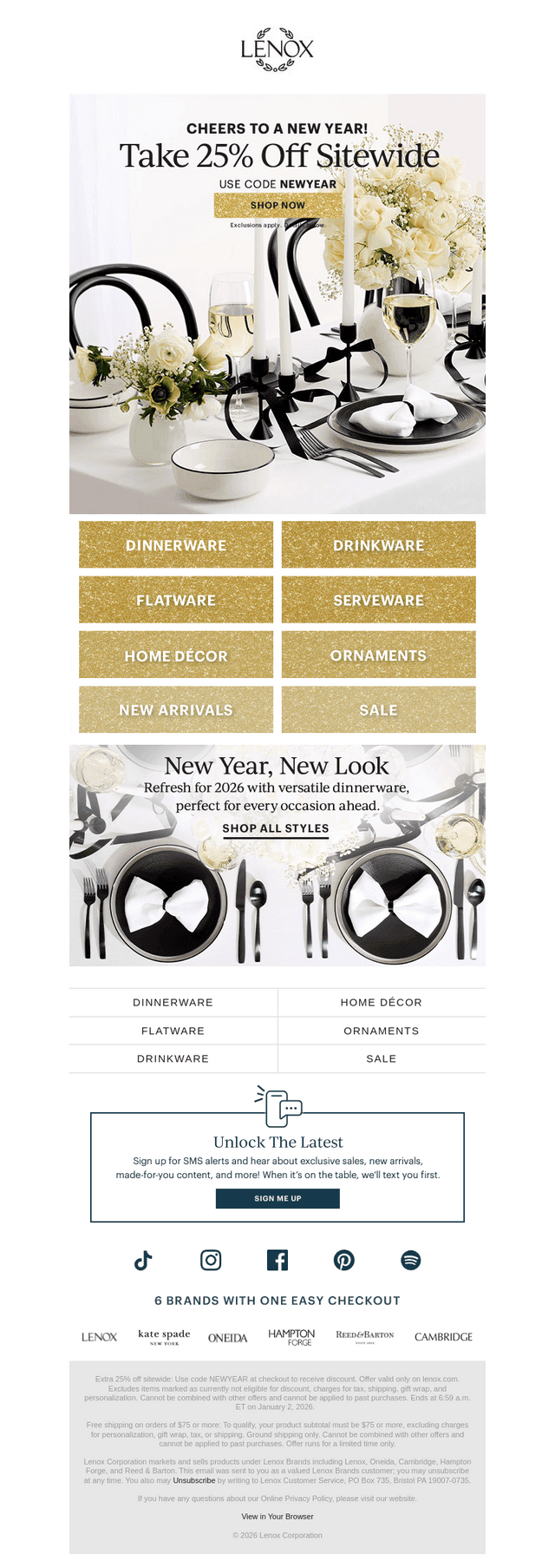Lenox email from Thu, Jan 1, 2026