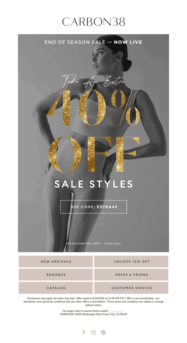 HNY🥂 Here’s an EXTRA 40% OFF