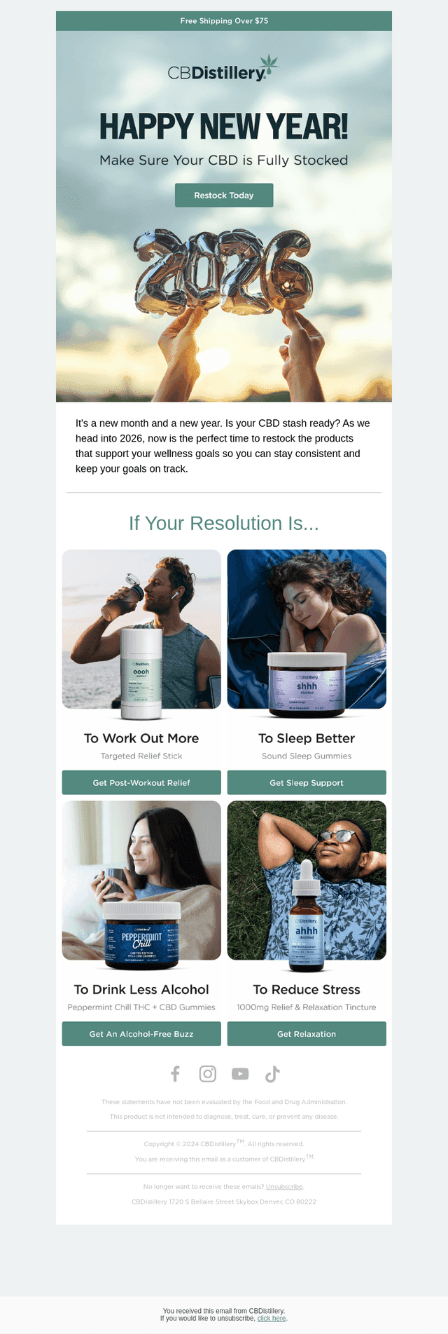 The CBDistillery email from Thu, Jan 1, 2026