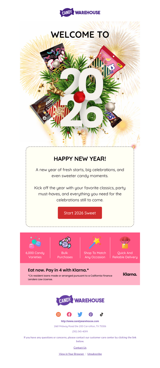 CandyWarehouse email from Thu, Jan 1, 2026