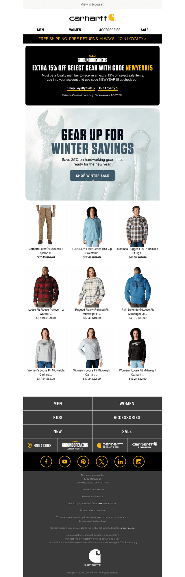 Carhartt email from Fri, Jan 2, 2026