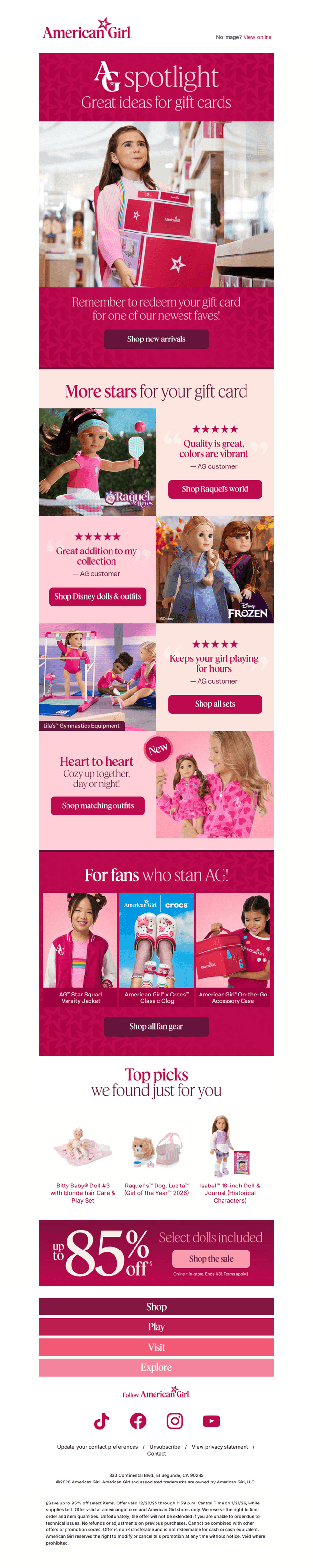 American Girl email from Fri, Jan 2, 2026