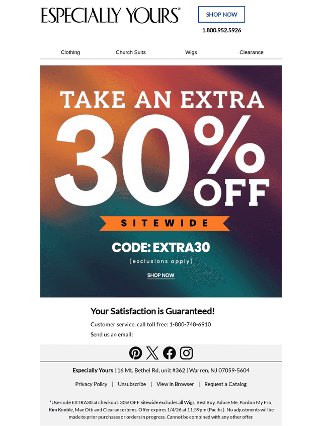 Enclosed: Your ticket to 30% Off SITEWIDE