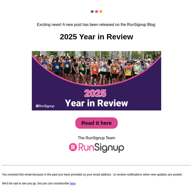 RunSignUp email from Fri, Jan 2, 2026