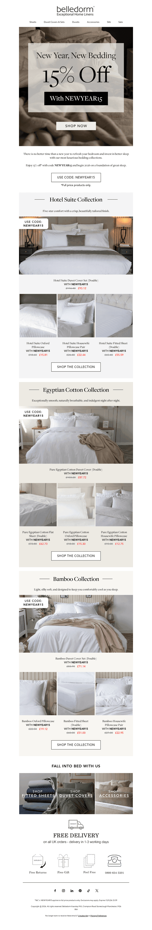 Extra 15% off New Year Bedding
