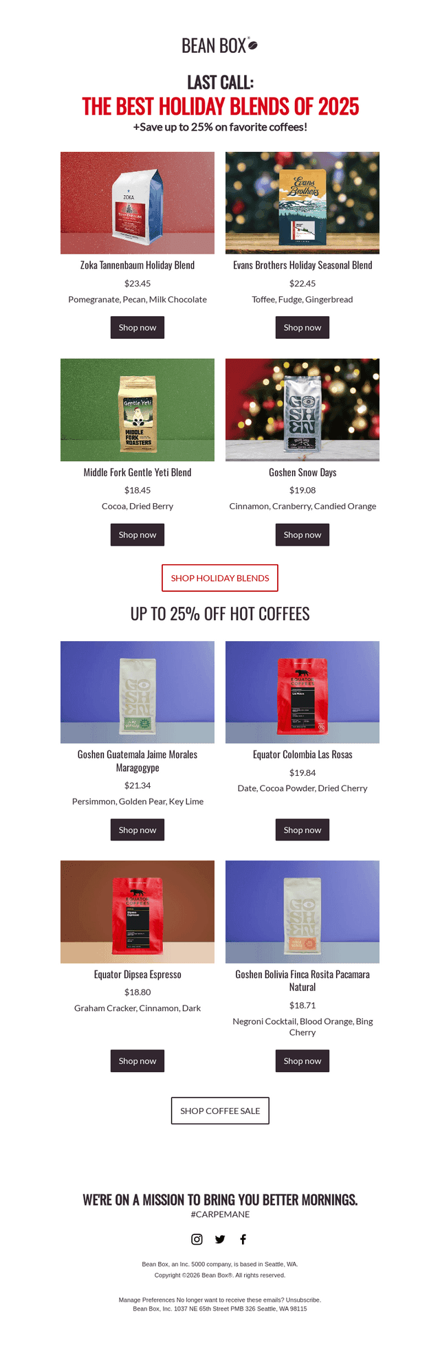 BeanBox email from Sat, Jan 3, 2026