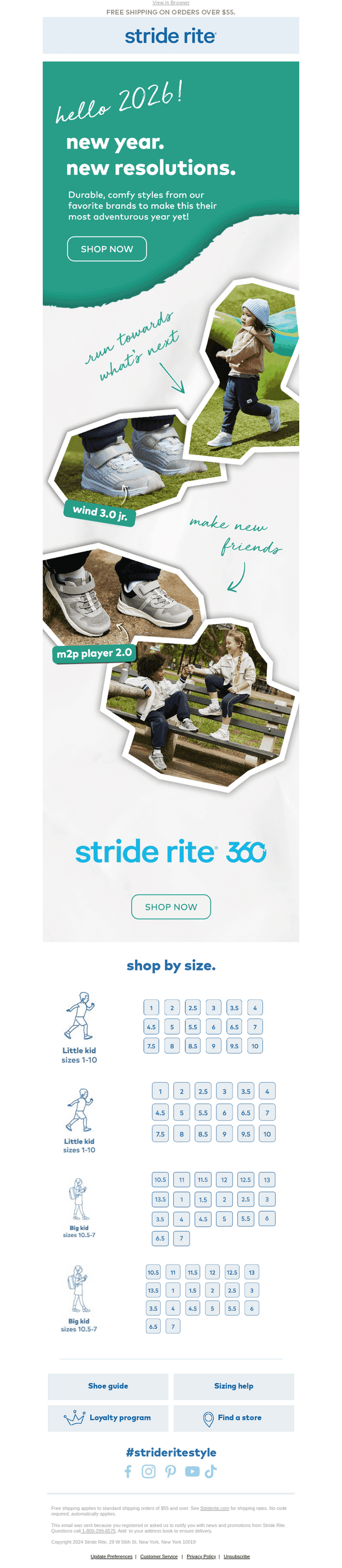 Stride Rite email from Mon, Jan 5, 2026