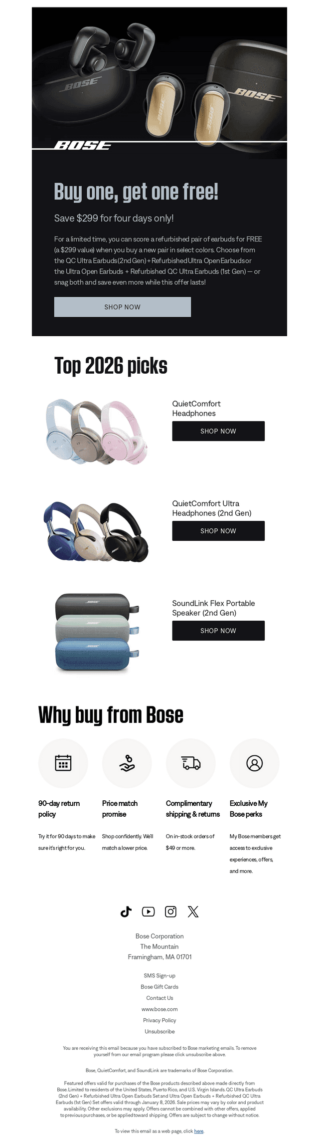 Bose email from Mon, Jan 5, 2026