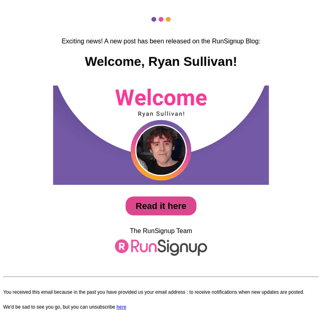 RunSignUp email from Mon, Jan 5, 2026