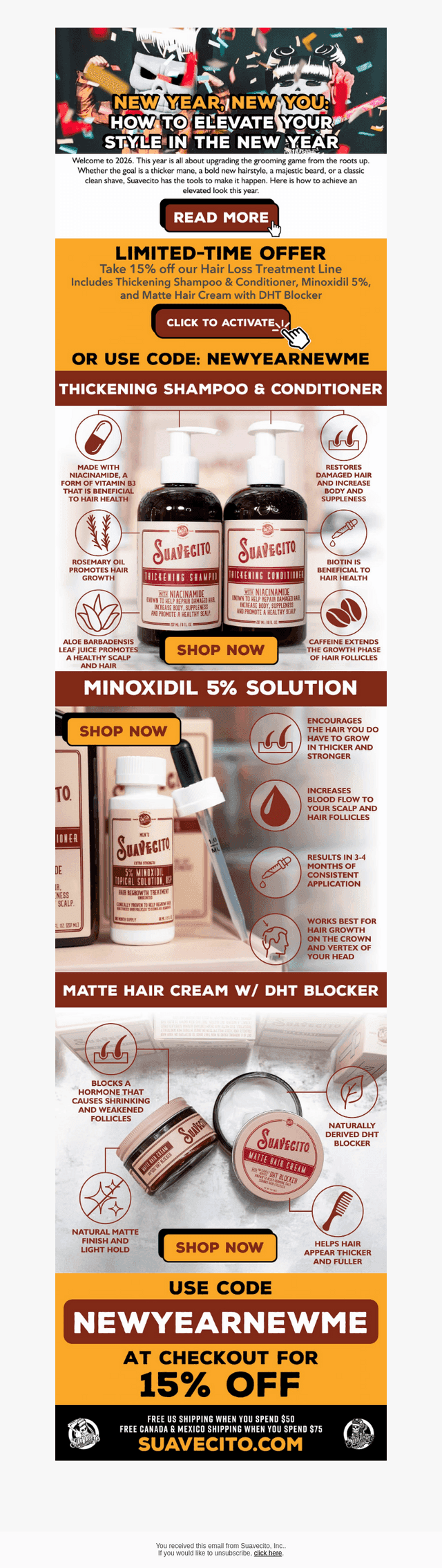 Suavecito Pomade email from Mon, Jan 5, 2026