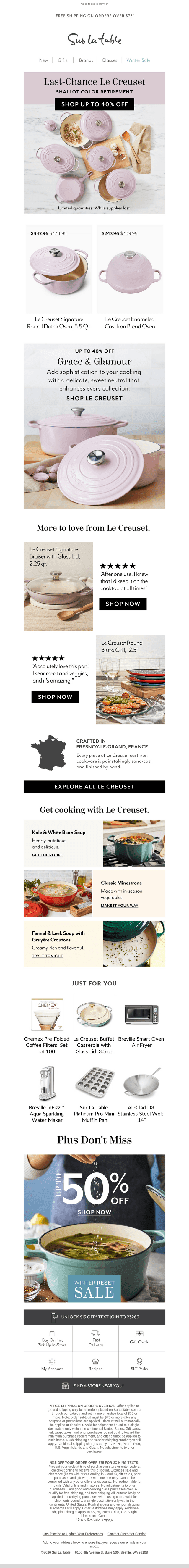 Sur La Table email from Tue, Jan 6, 2026
