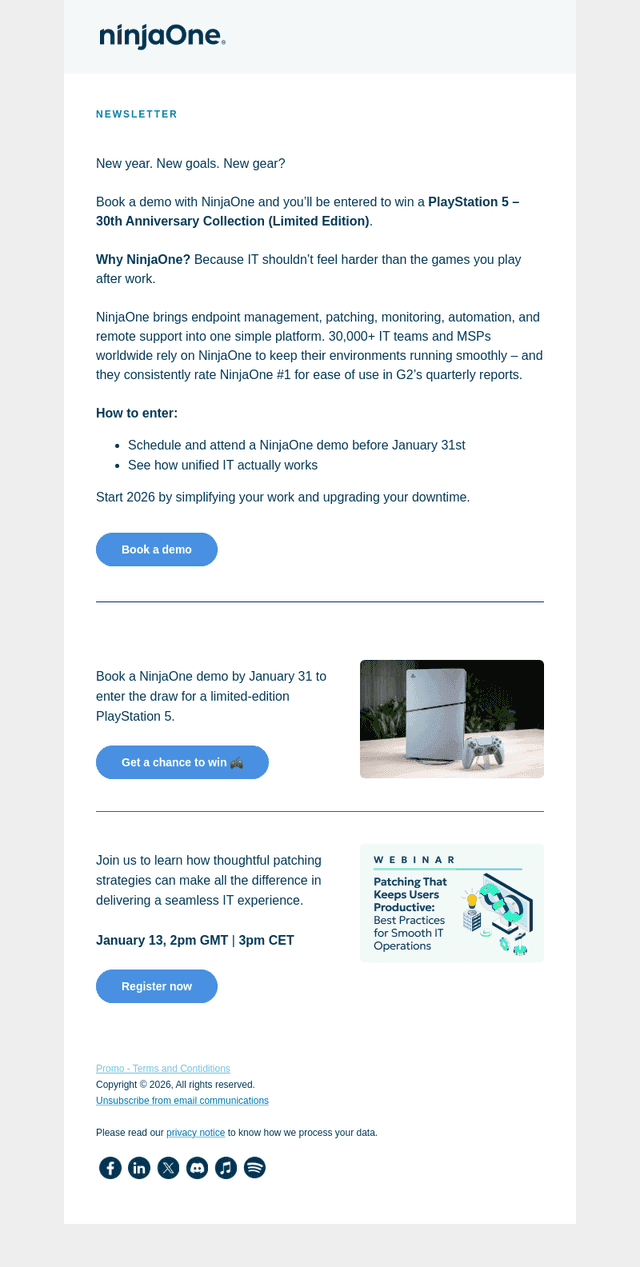 NinjaOne email from Tue, Jan 6, 2026