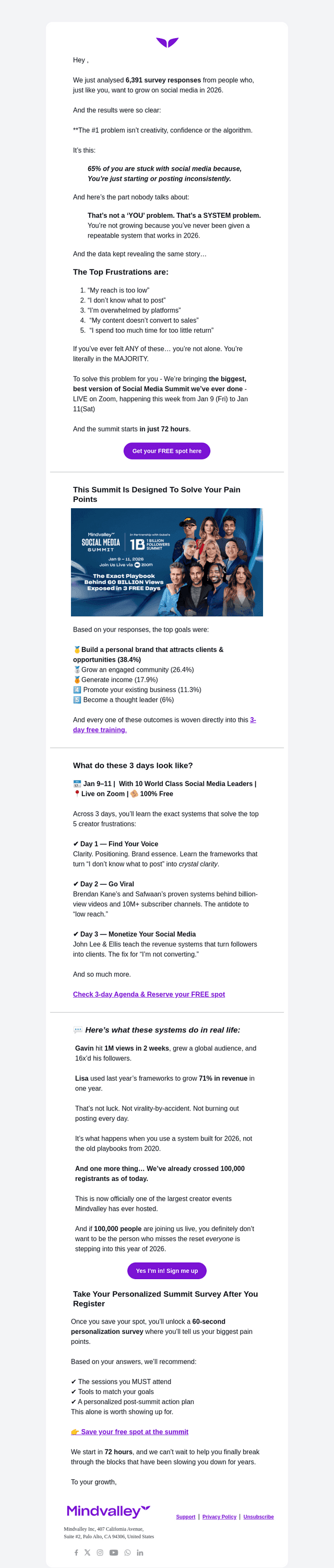 Mindvalley email from Tue, Jan 6, 2026