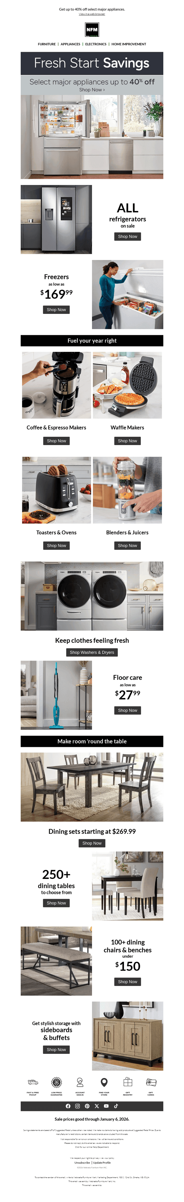Nebraska Furniture Mart email from Tue, Jan 6, 2026