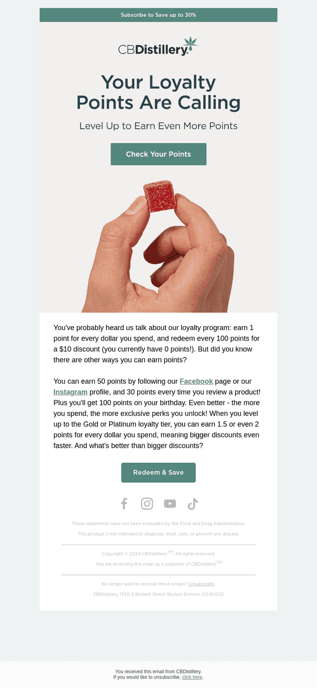 The CBDistillery email from Tue, Jan 6, 2026
