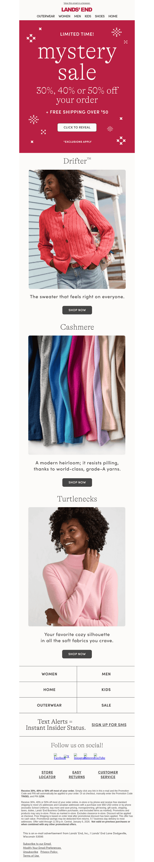Lands' End email from Tue, Jan 6, 2026