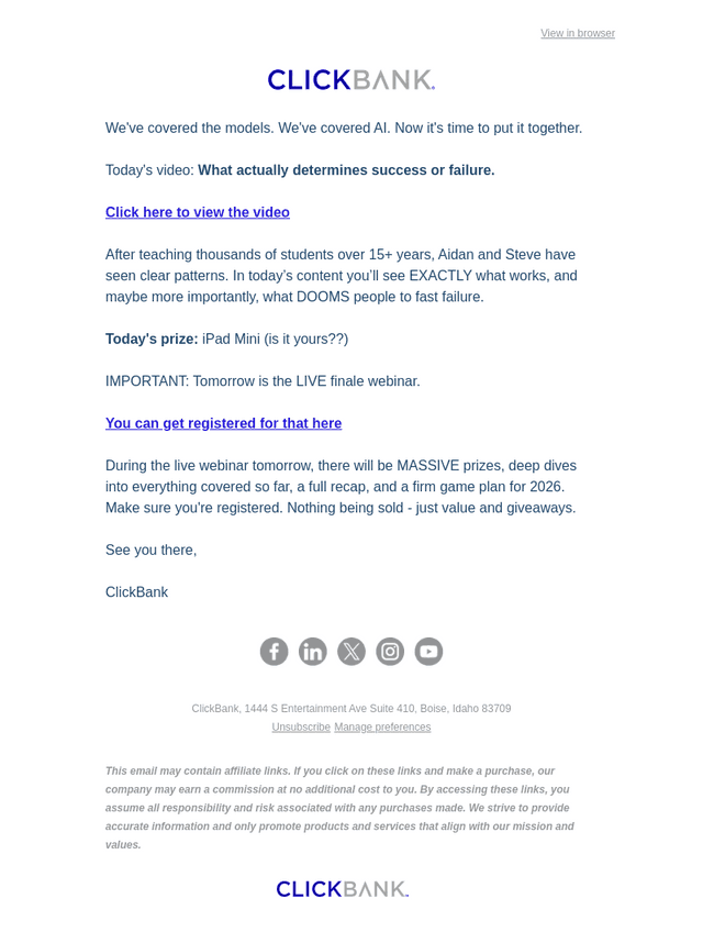 ClickBank email from Wed, Jan 7, 2026