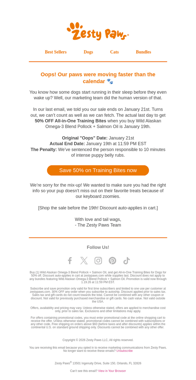 Zesty Paws email from Wed, Jan 7, 2026