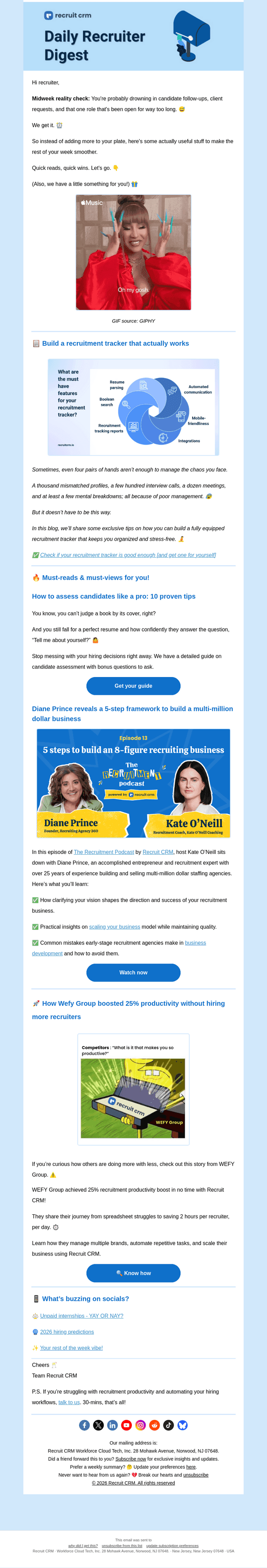 Recruit CRM email from Wed, Jan 7, 2026