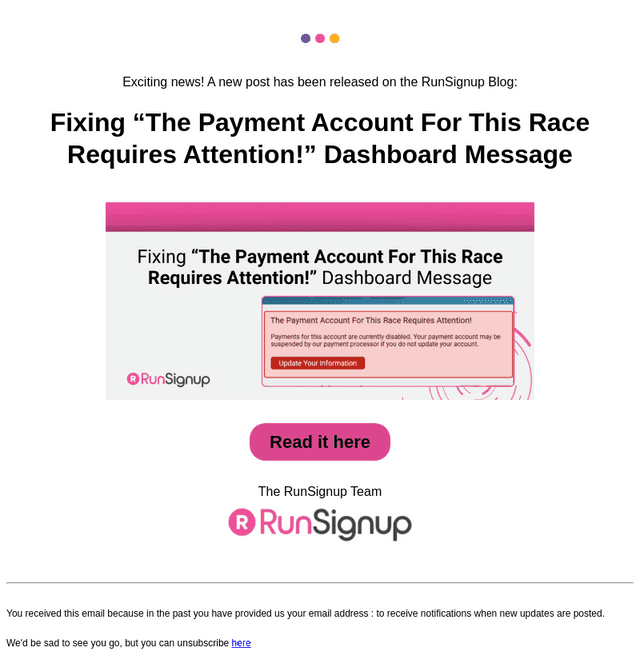 RunSignUp email from Thu, Jan 8, 2026