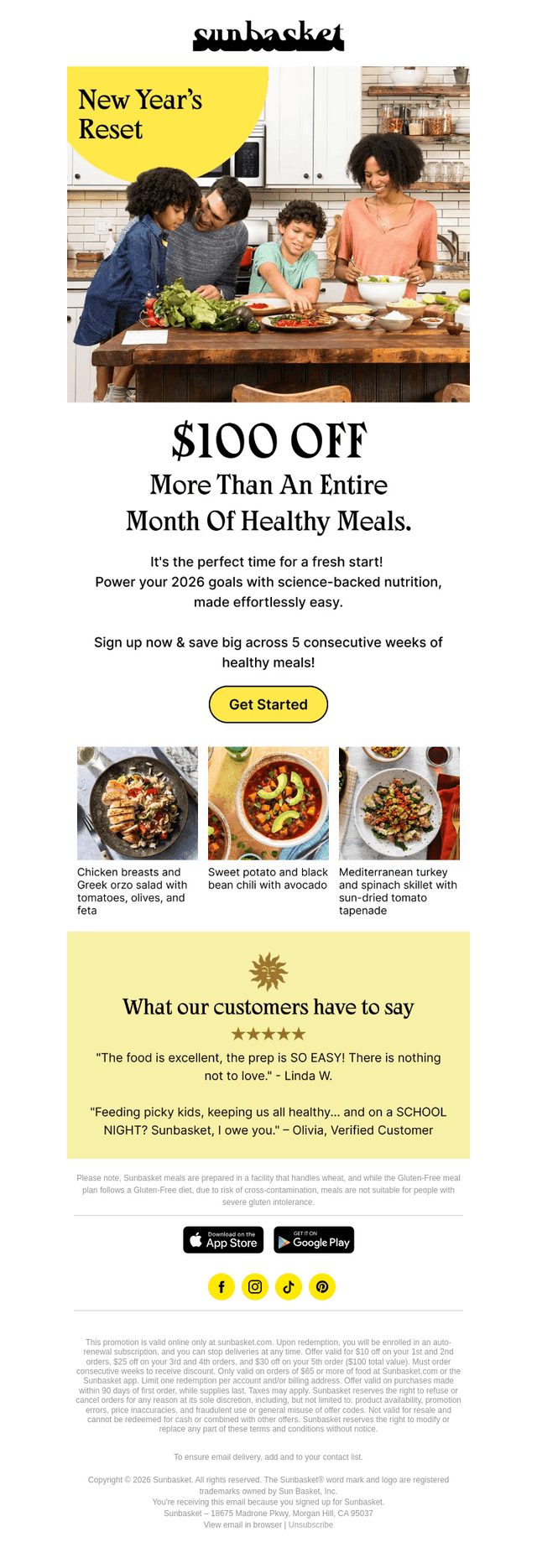 Sun Basket email from Thu, Jan 8, 2026