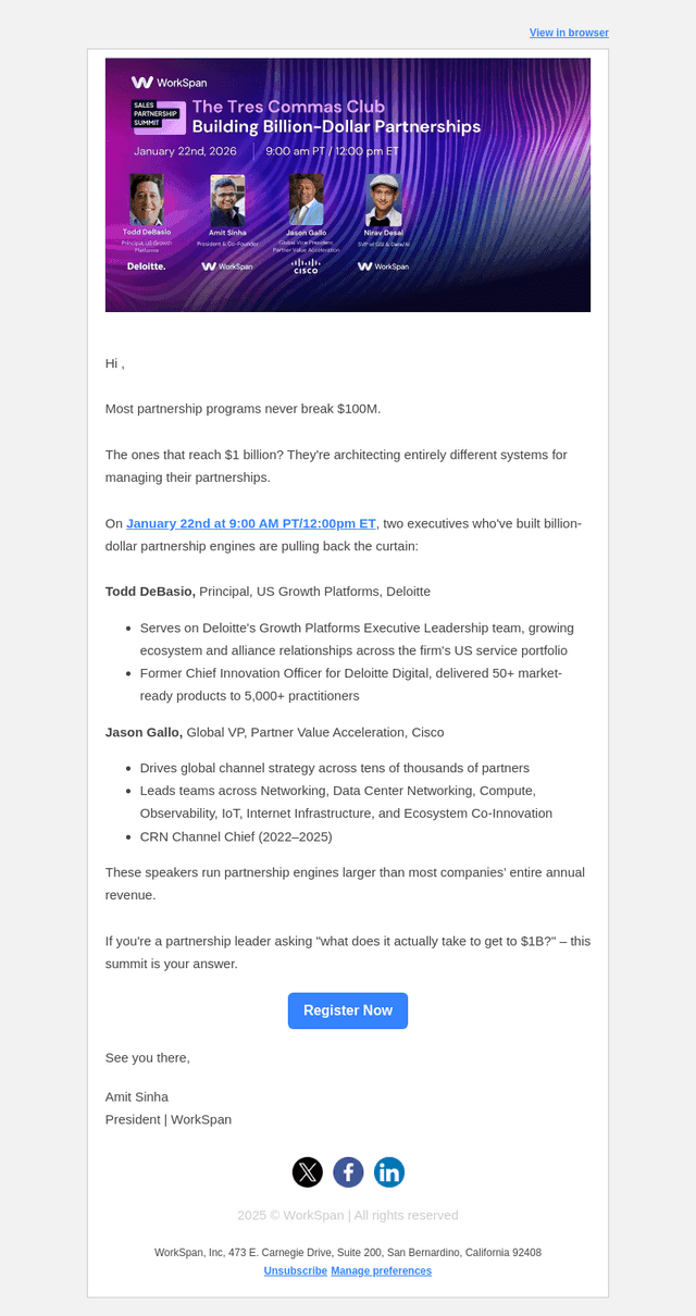 WorkSpan email from Thu, Jan 8, 2026
