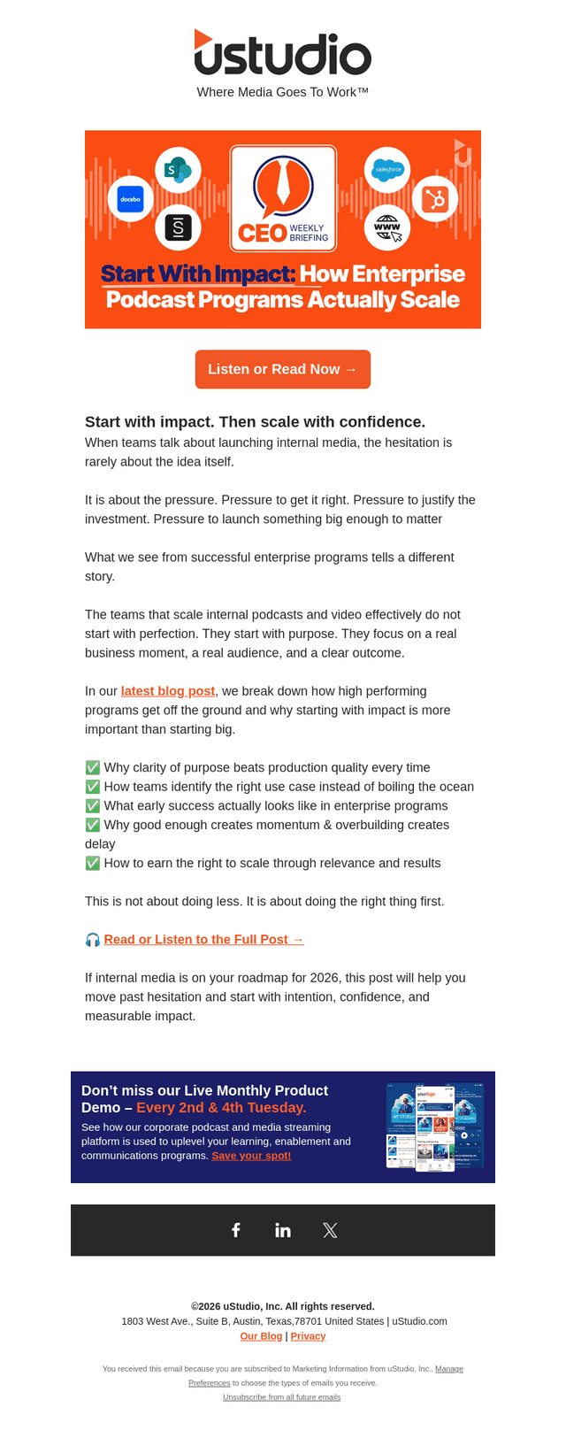 uStudio email from Thu, Jan 8, 2026