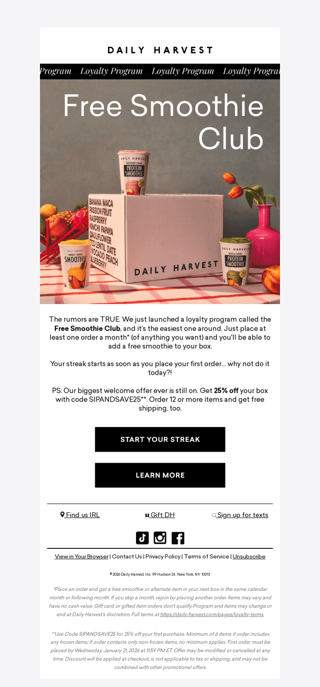 Daily Harvest email from Fri, Jan 9, 2026