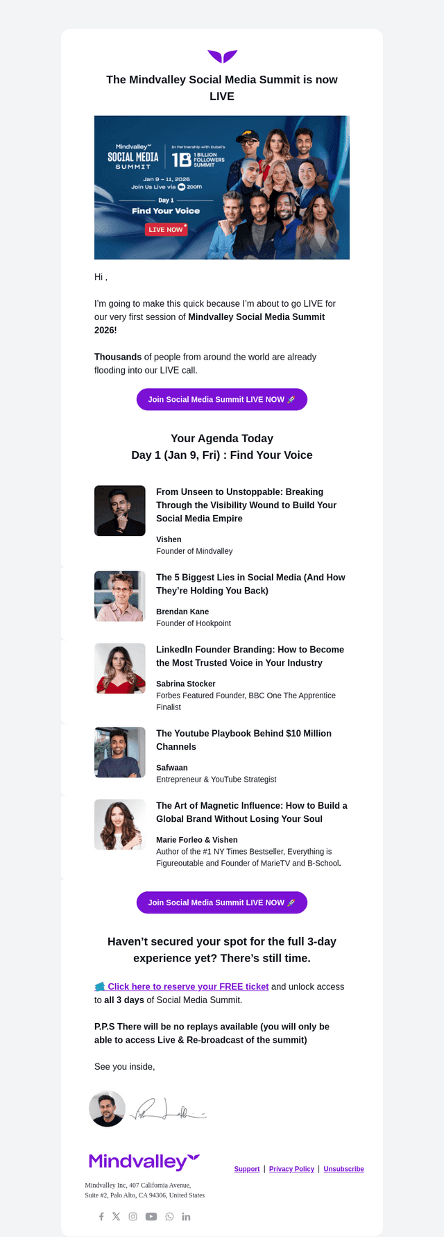 Mindvalley email from Fri, Jan 9, 2026